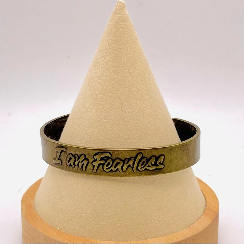 Inspirational I Am Fearless Brass Cuff Bracelet Unisex